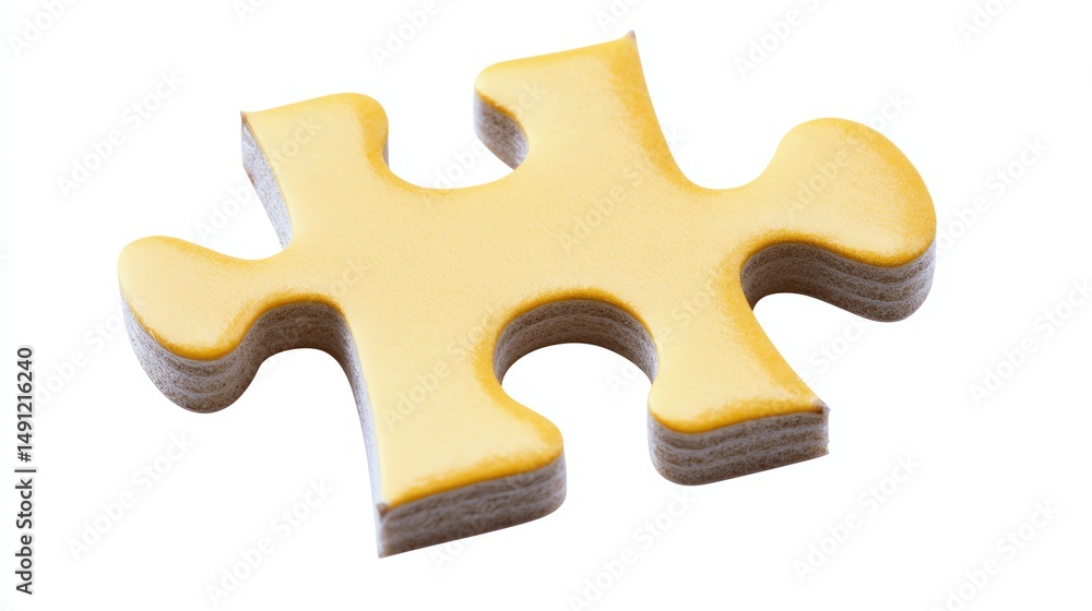 Fototapeta premium A single, brightly colored jigsaw puzzle piece rests on a neutral background.