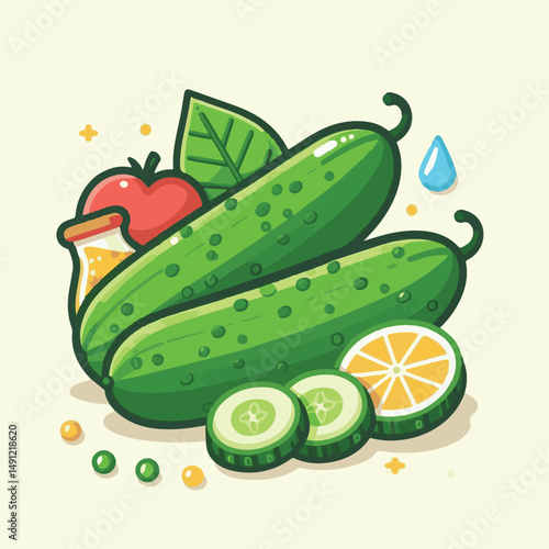 vegetable, healthy, organic, green, cucumber, food, fresh, vegetarian, background, cucumbers, diet, ingredient, isolated, white, slice, salad, raw, nature, agriculture, ripe, sliced, object, health, c