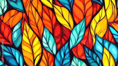 Wallpaper Mural Vibrant Multicolor Leaves Pattern Illustrating Autumn Beauty Torontodigital.ca