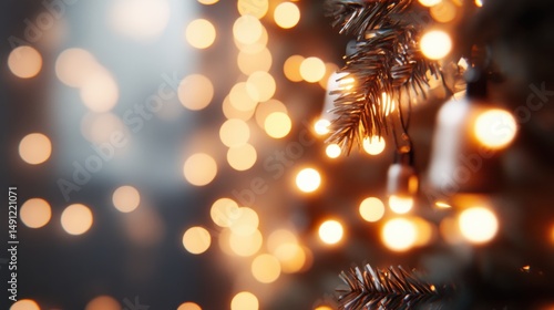 Warm and Cozy Holiday Lights Blurred Christmas Tree Background