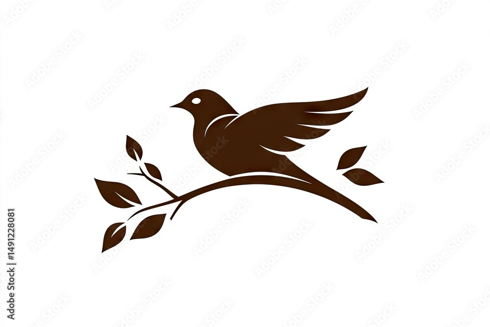 Fototapeta premium Elegant silhouette of a bird perched on a branch.