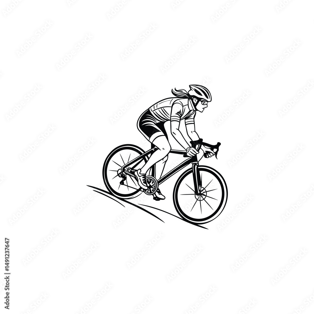 Fototapeta premium silhouette of a man riding bicycle