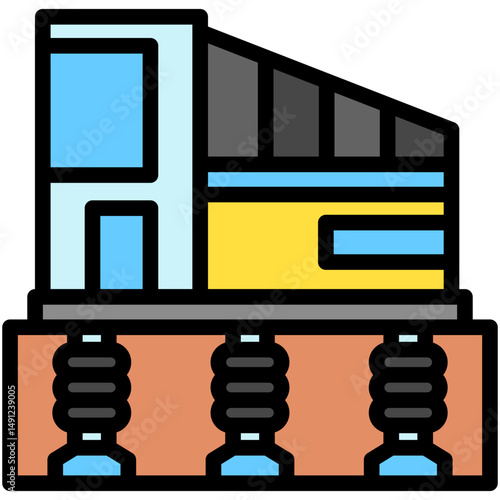Damper mini illustration outline color icon, use for civil engineering, industry, construction UI, UX kit, app and web development, digital or print.