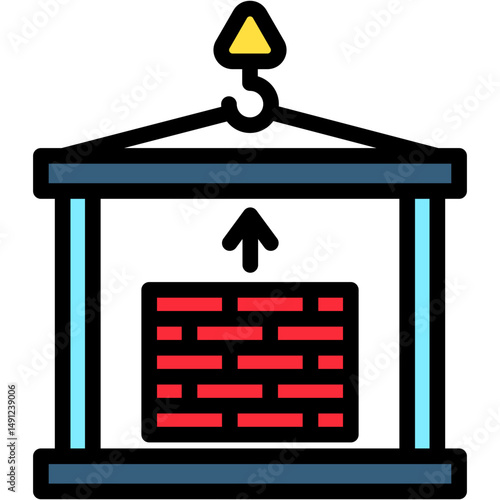 Elevator mini illustration outline color icon, use for civil engineering, industry, construction UI, UX kit, app and web development, digital or print.