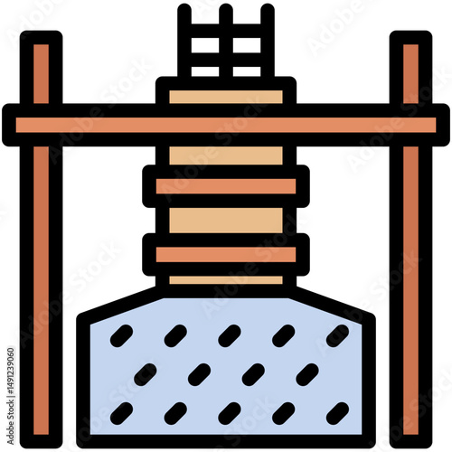 Formwork mini illustration outline color icon, use for civil engineering, industry, construction UI, UX kit, app and web development, digital or print.