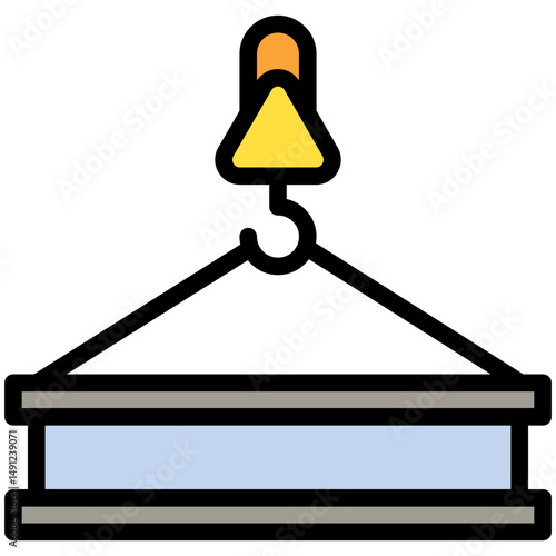 Girder mini illustration outline color icon, use for civil engineering, industry, construction UI, UX kit, app and web development, digital or print.
