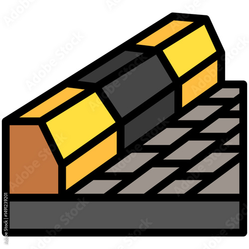 Kerb Stone mini illustration outline color icon, use for civil engineering, industry, construction UI, UX kit, app and web development, digital or print.