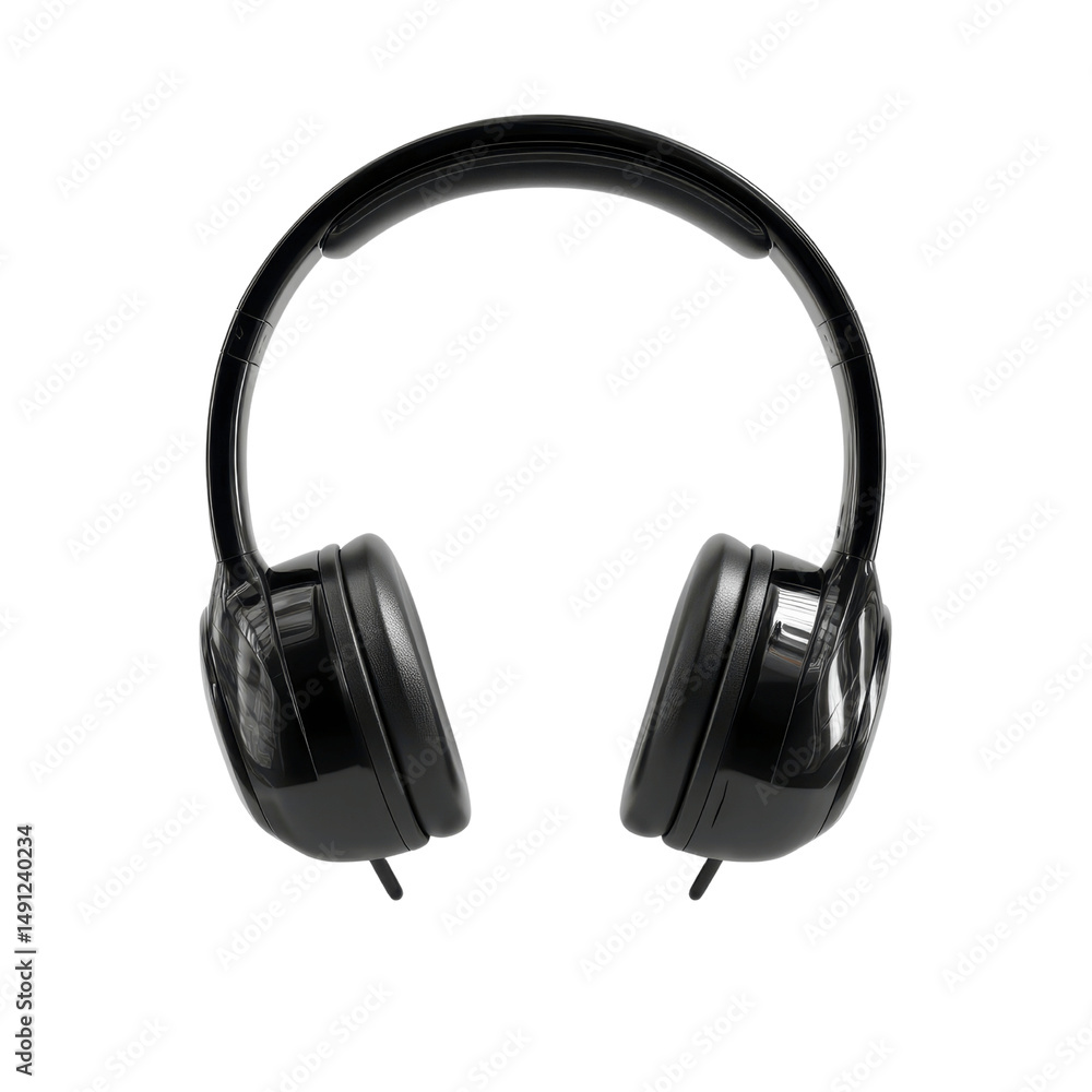 Fototapeta premium Black Over-Ear Headphones Isolated on Green Transparent background