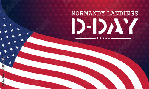 Modern Patriotic D Day Art with Bold Typography Banner Background