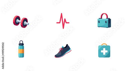 Health and fitness icons for active lifestyle.