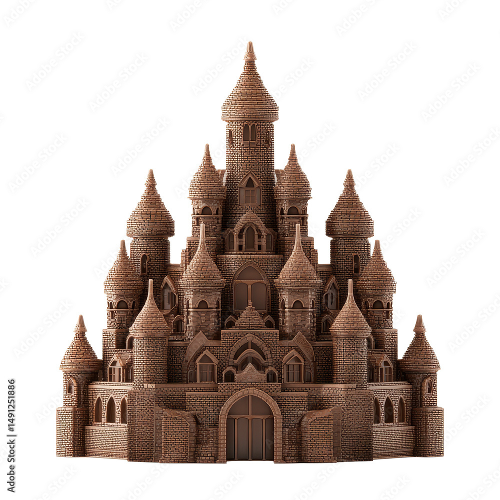 Obraz premium Intricate Brown Stone Castle Model Detailed Architecture Fairytale Theme