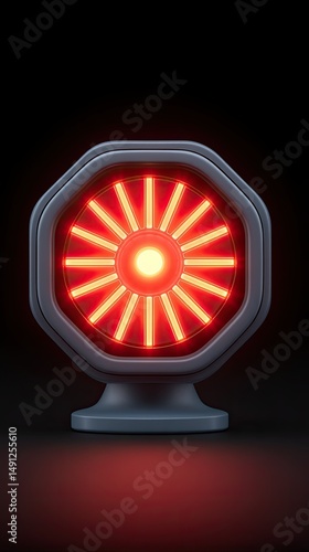 PM2.5 health impact in modern cities, A vibrant red circular light design on a dark background. Urban life under PM2.5 air pollution in crowded city streets