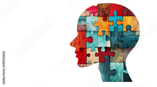 Abstract Brain Made Puzzle Segments Colorful Head Intelligence Spectrum Awareness Thinking
