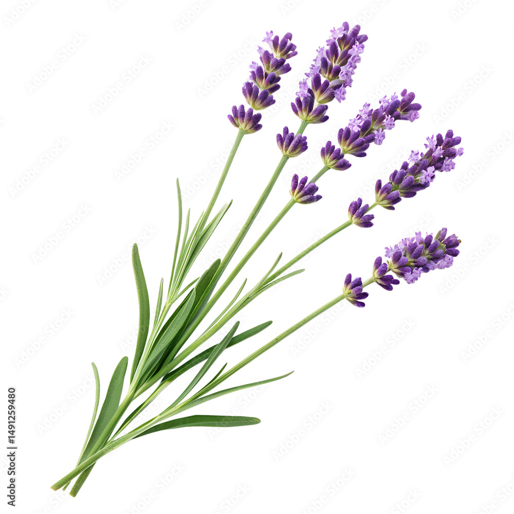 Fototapeta premium Aromatic Lavender Sprigs Isolated on White Background