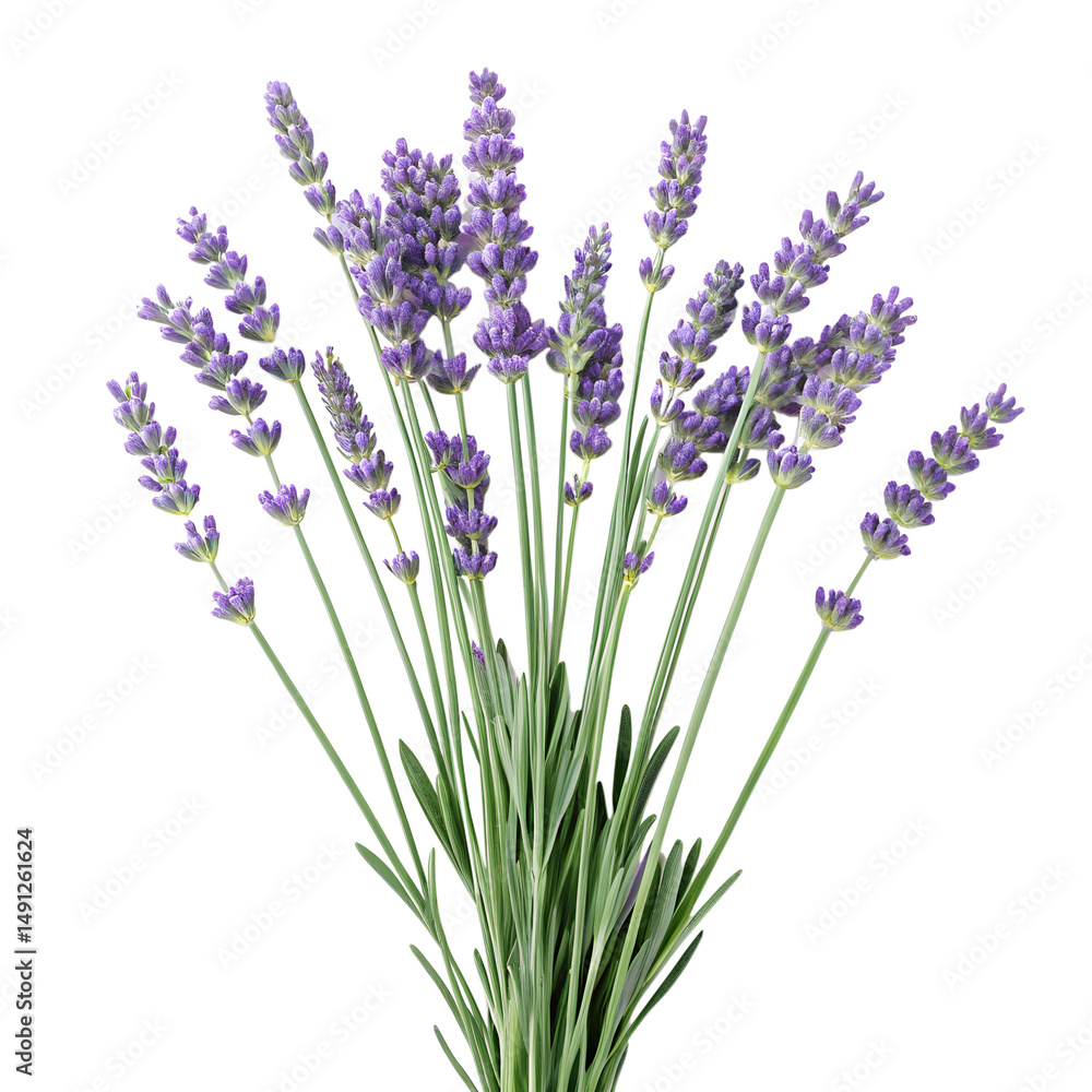 Naklejka premium Fresh Lavender Bouquet on White Background