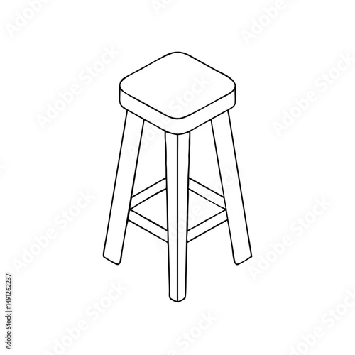 Icon of a bar stool in isometrics in a minimalist design with a modern and clean aesthetic on a white background
