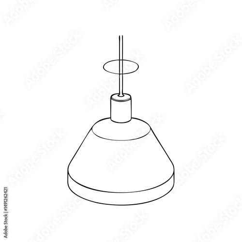 Icon of a pendant light in isometrics  in a minimalist design showcasing a sleek and stylish lighting fixture on a white background