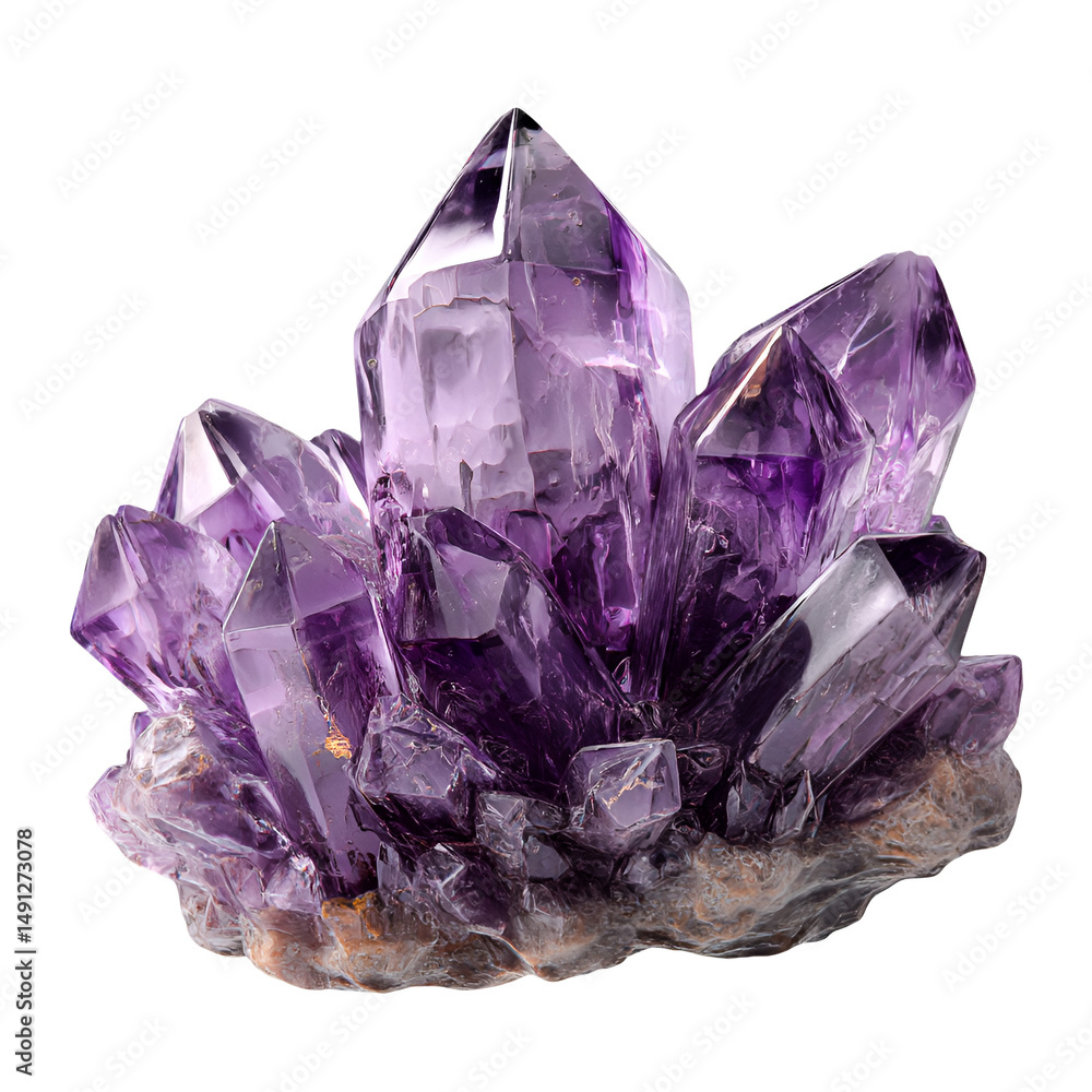 Fototapeta premium Amethyst Crystal Cluster Deep Purple Gemstone Mineral Specimen,