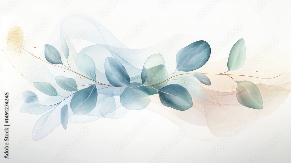 Obraz premium Delicate Eucalyptus Branches in Soft Pastel Hues
