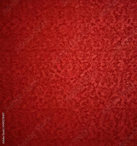 Intricate red damask background, ideal for festive designs, vintage, texture, surface