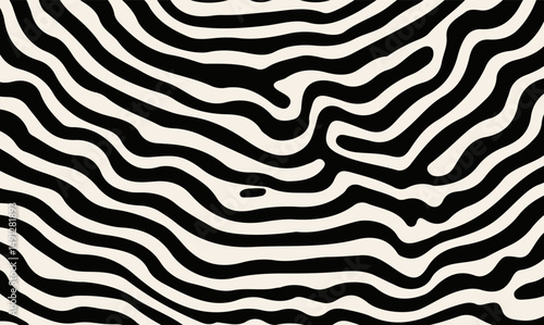 Minimalist vector illustration with wavy, white contour lines on a black background. The style is modern, abstract, inspired by trending monochrome line art aesthetics.
