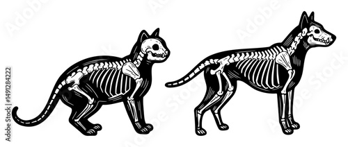 set of cat and dog X-ray illustration