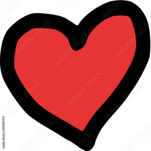 cartoon heart vector drawing with black outline