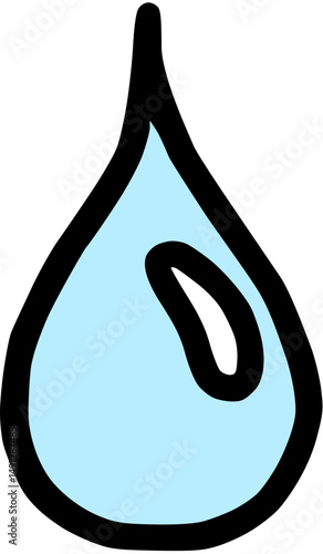 cartoon water drop with black outline