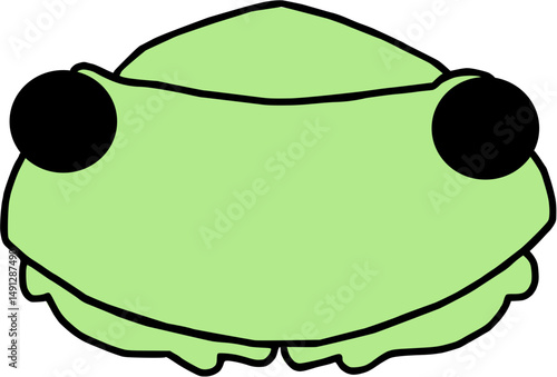 cute green frog with black eyes