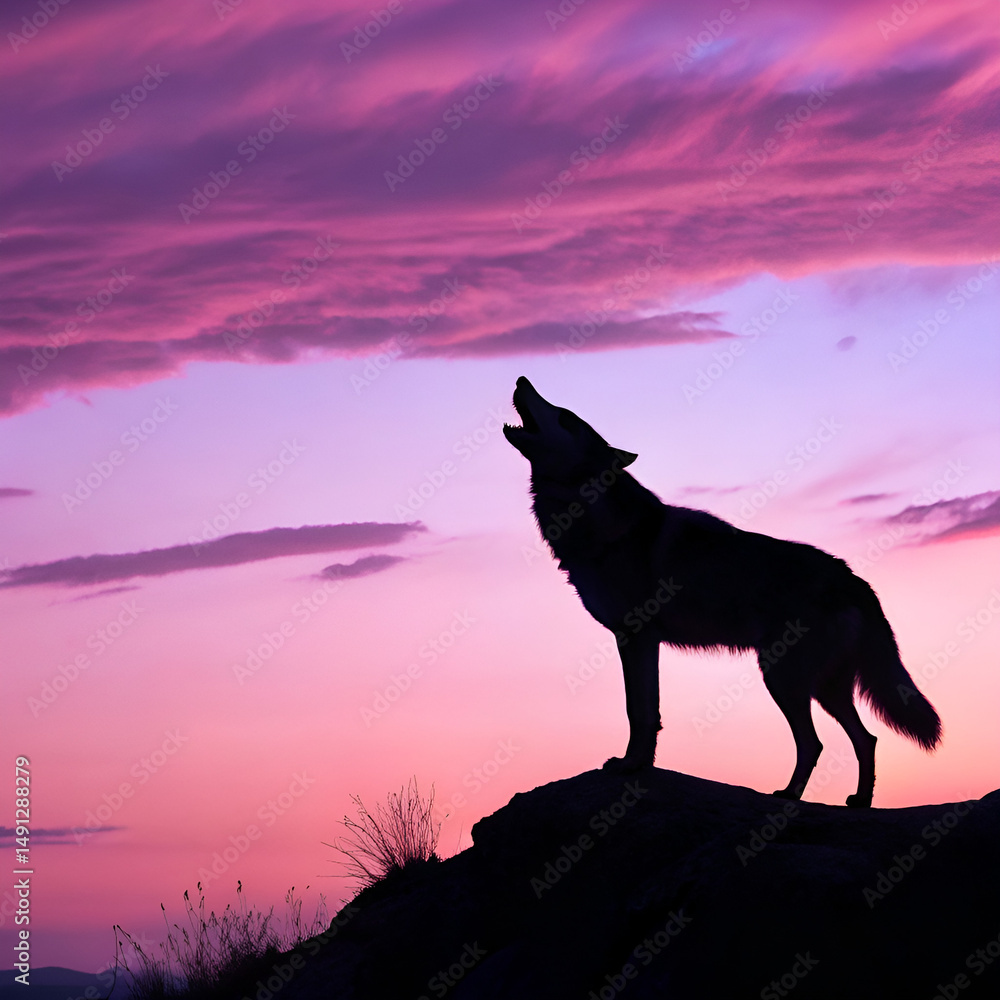 wolf howling at sunset wolf howling at sunset