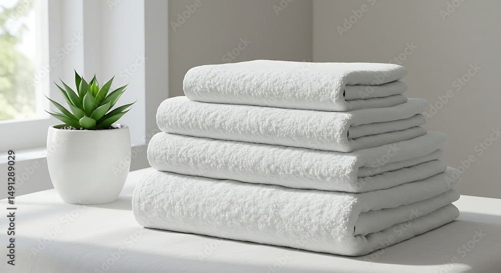 White towel stack display White towel stack display