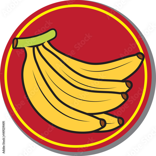 Etiqueta de banana, guineo, gualele, ilustracion vectorial estilo cartoon.