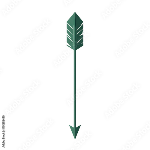 Vector Arrow with Minimal Details in Forest Green Isolated on Transparent Background