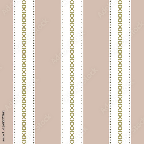 Stripes seamless pattern. Vertical beige, green and white shirt striped.
