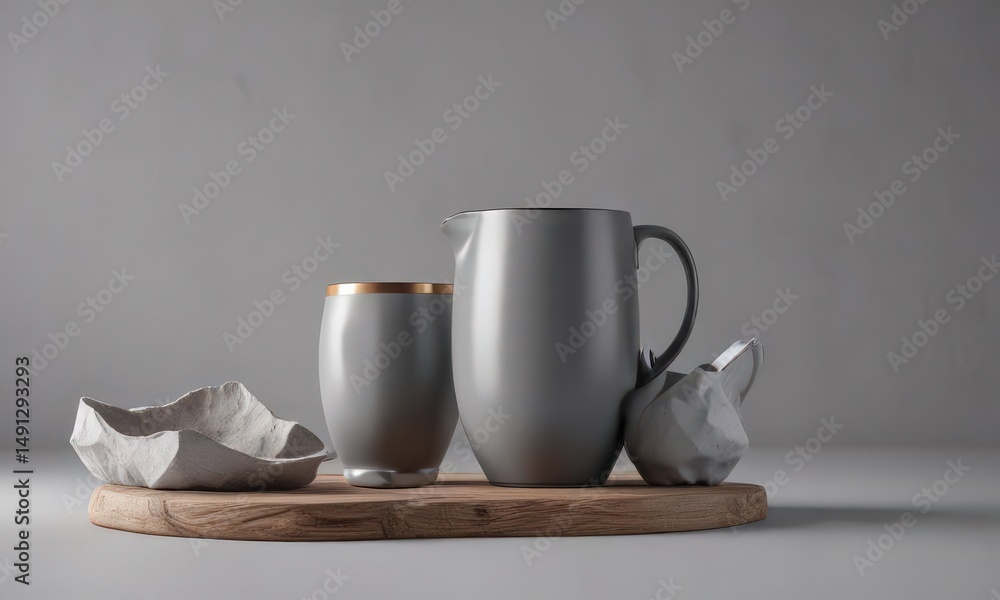 Fototapeta premium Subtle shadowing enhances product on muted gray background; perfect for showcasing items , grayscale, branding, product photography