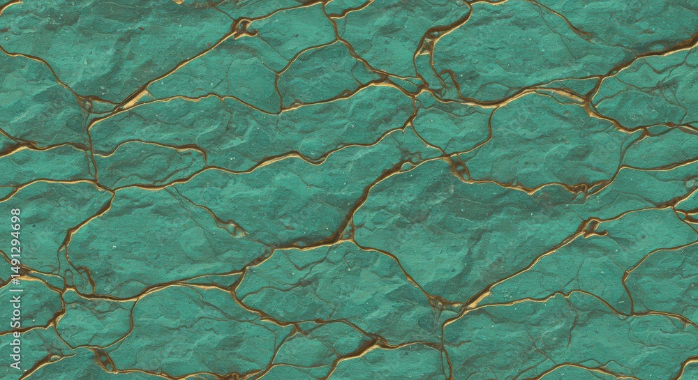 Obraz premium Green Texture with Gold Lines