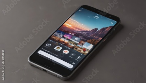 Modern Instagram app interface on a smartphone mockup ,  technology,  illustration