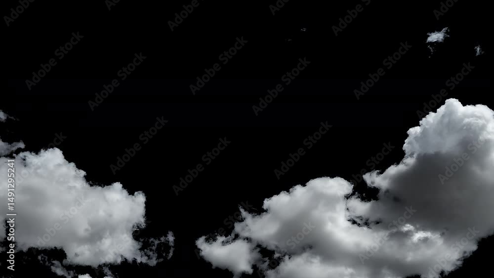 60PMagical view of cumulus Timelapse clouds in blue sky. Natural view of white clouds isolated on black background. Natural real clouds design element puffy cumulus cloud relaxation weather Summer tim