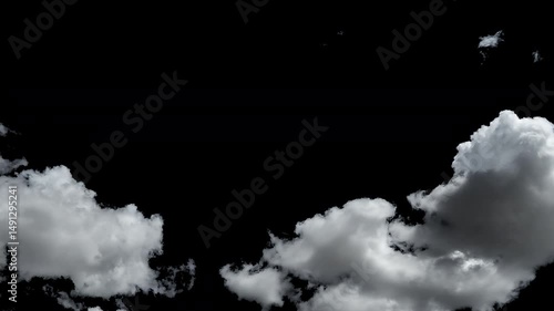 60PMagical view of cumulus Timelapse clouds in blue sky. Natural view of white clouds isolated on black background. Natural real clouds design element puffy cumulus cloud relaxation weather Summer tim