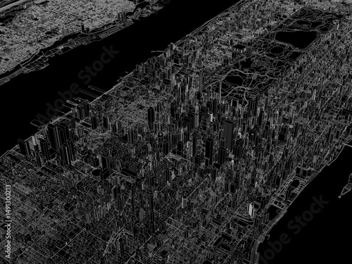 Photography 3D illustration of city and urban in New York USA