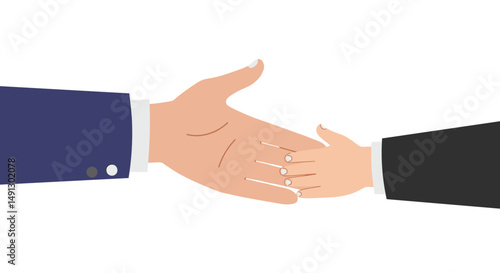 Adult and child shaking hands in a symbolic gesture of agreement  