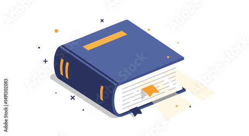 Colorful book with bookmark on a white background  