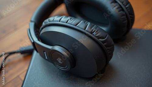 Modern Headphones and Book for Relaxed Learning and Entertainment