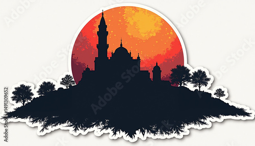 Silhouette of a Medieval Castle at Sunset