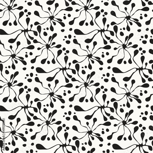 Vector seamless pattern. Fireworks tileable design. Stylish structure of natural spots. Abstract monochrome background. Can be used as swatch in Illustrator. Black-and-white spotty print.