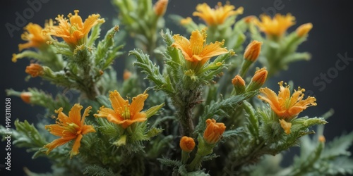 Wallpaper Mural Vibrant green buds with orange pistils and trichomes, weed, texture, gland Torontodigital.ca