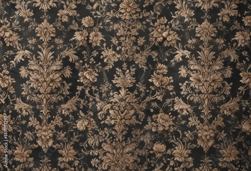 Elegant floral damask wallpaper, intricate seamless pattern, interior, art
