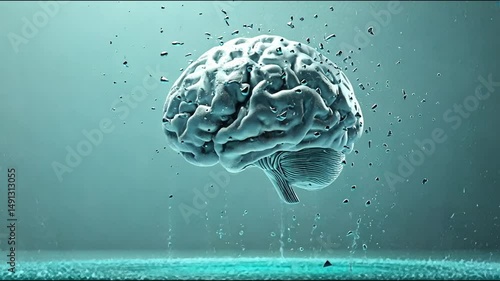 Water droplets forming around human brain.