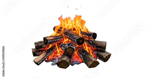 Fogueira queima em chamas laranja e vermelho, pronto para aquecer a noite fria como uma fogueira