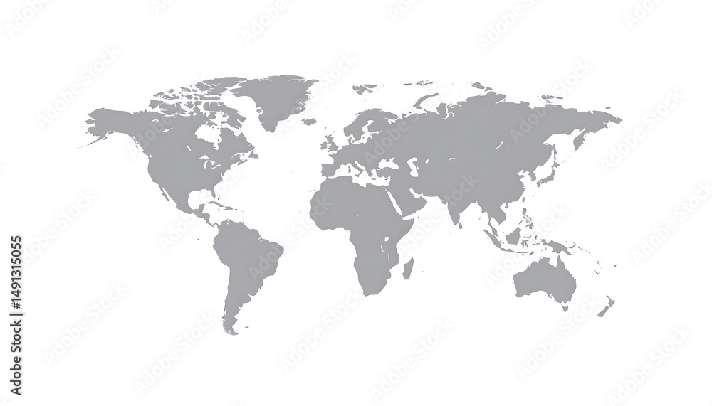 Naklejka premium Gray World Map Illustration.